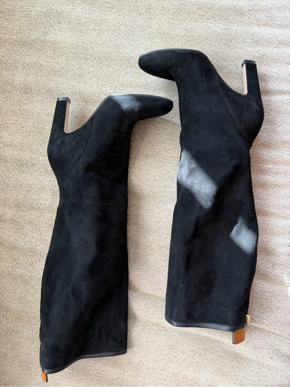 Stuart Weitzman Black Suede Over-the-Knee Block Heel Boots Size 5 1/2